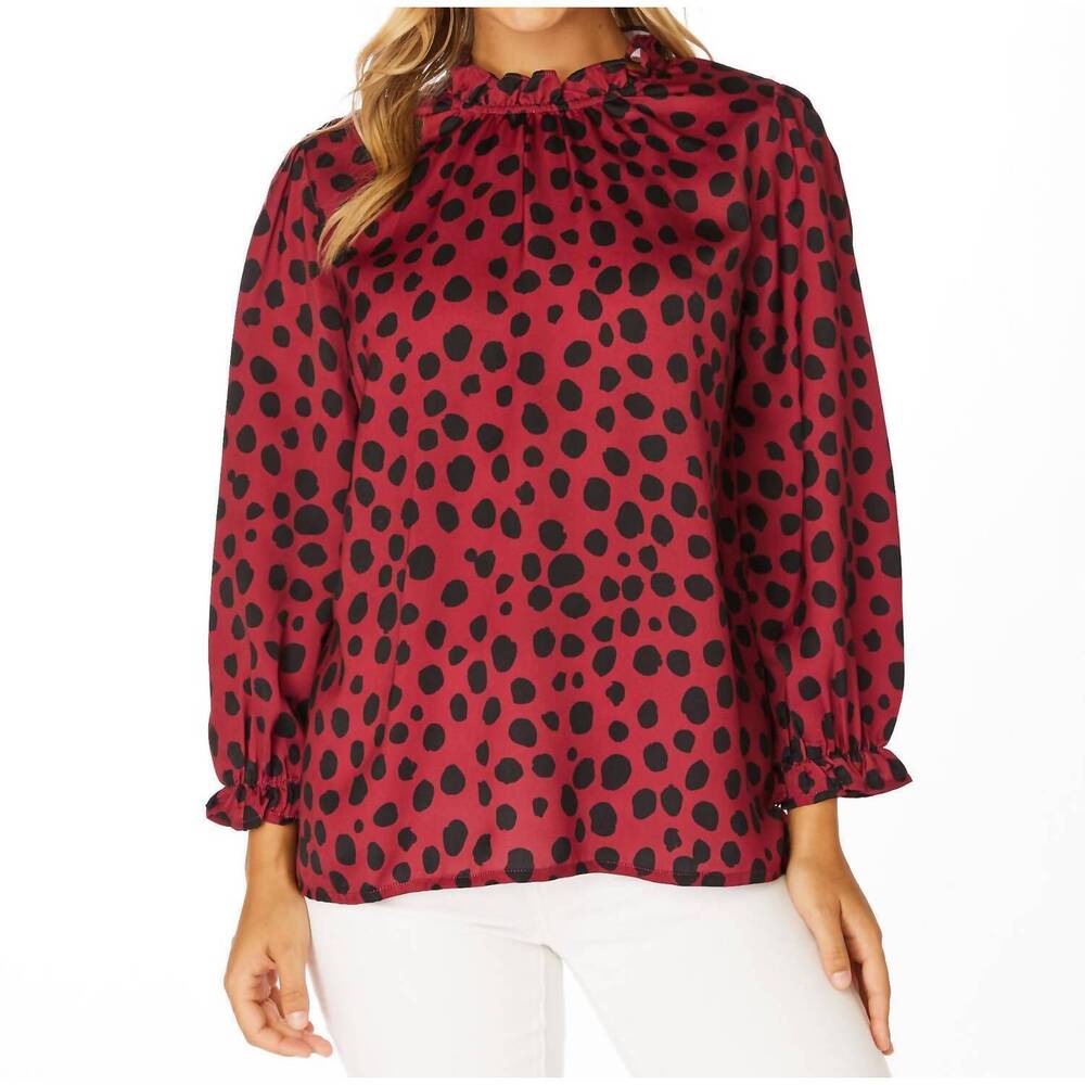 NEW STEWART SIMMONS 3/4 sleeve blouse in garnet